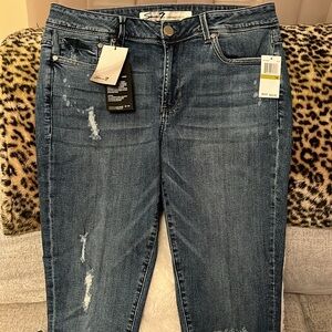 NWT Seven brand slim straight distressed jean, size 14